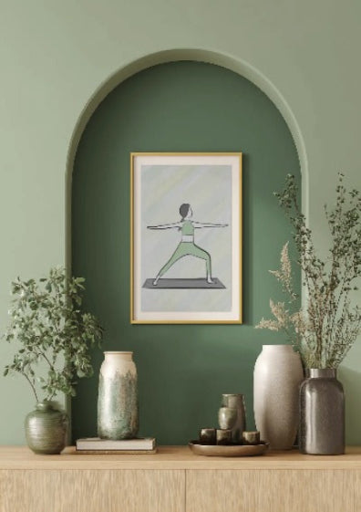 Yoga plakat med citat om selvkærlighed – grøn og stribet